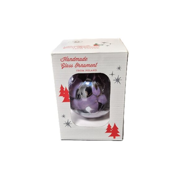 VTG Zorza Mouthblown Glass Ornament – Purple Iridescent 4" Poland Y2K Christmas - Picture 3 of 7